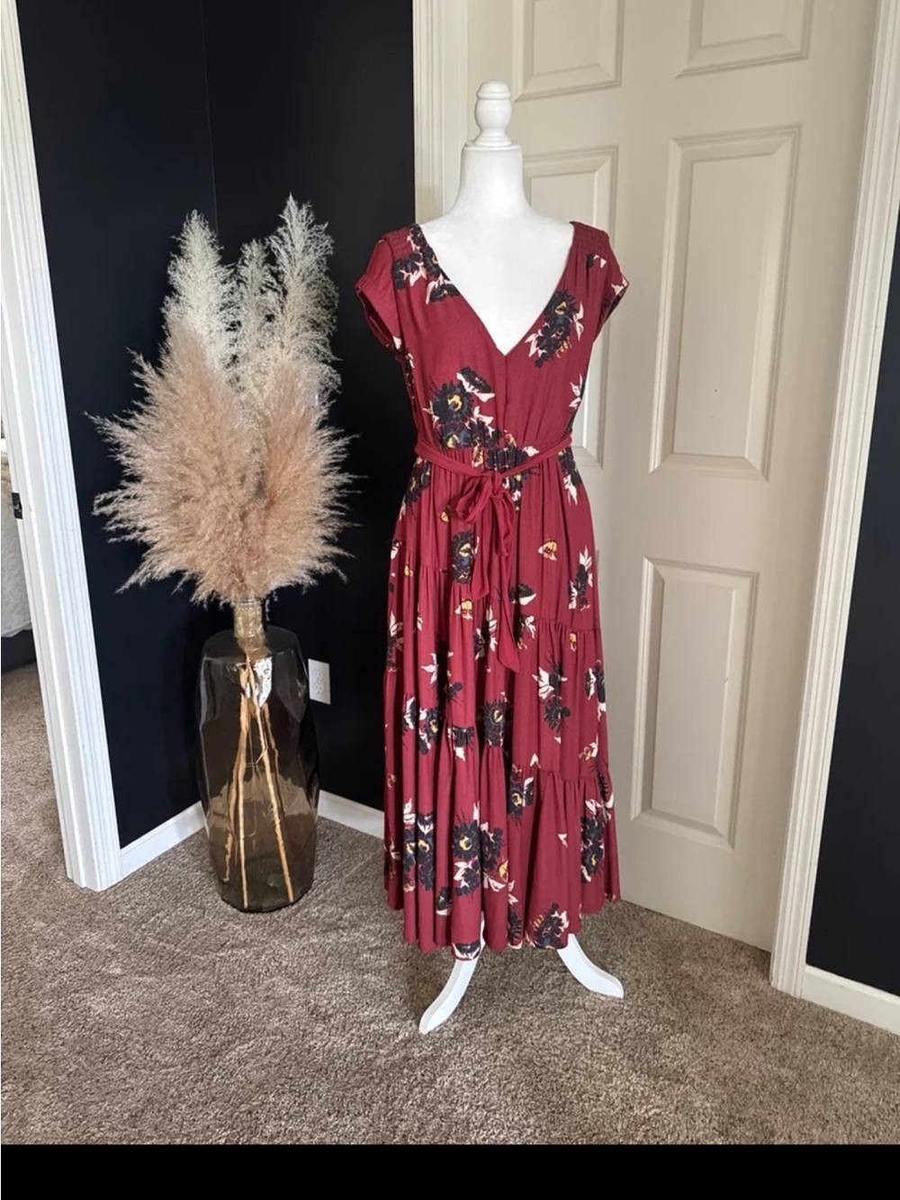 FREE PEOPLE All I Got Printed Maxi Dress In Red Combo size 6 - Picture 7 of 12